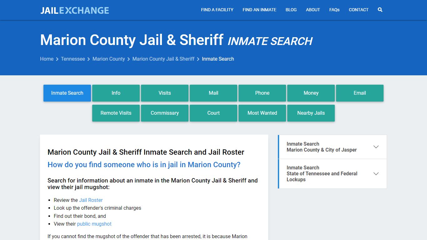 Marion County Jail & Sheriff Inmate Search - Jail Exchange